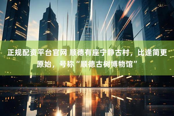 正规配资平台官网 顺德有座宁静古村，比逢简更原始，号称“顺德古树博物馆”