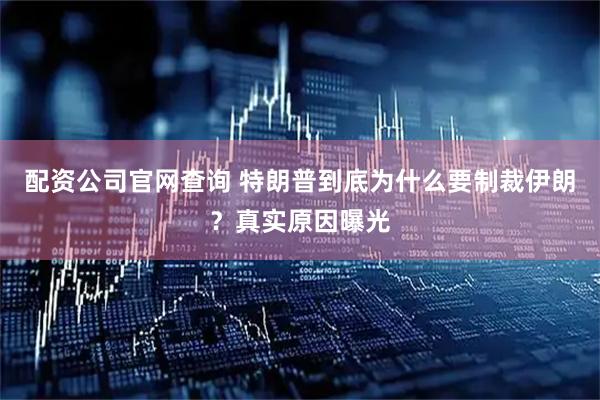 配资公司官网查询 特朗普到底为什么要制裁伊朗？真实原因曝光